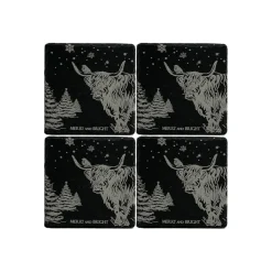 Christmas Highland Cow Slate Coasters- Set of 4