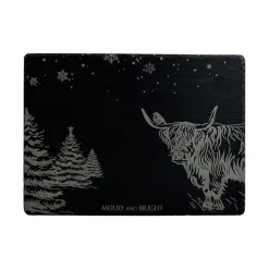 Christmas Highland Cow Slate Cheese Board