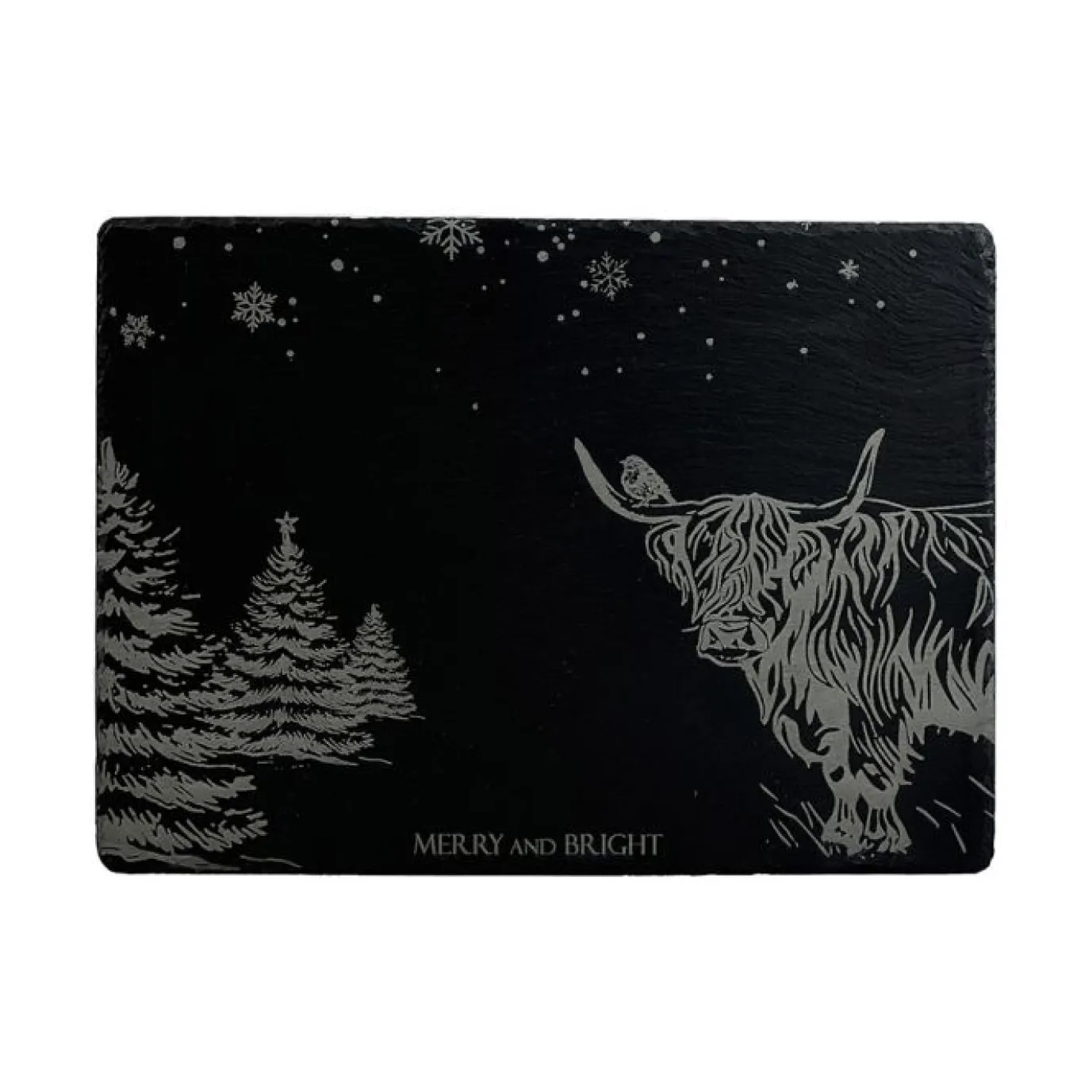 Christmas Highland Cow Slate Cheese Board