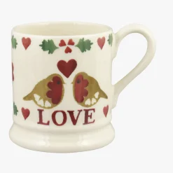 Christmas Joy 'Peace and Love' Robins Set of 2 Half Pint Mugs 2023
