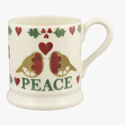 Christmas Joy 'Peace and Love' Robins Set of 2 Half Pint Mugs 2023