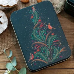 Christmas Robin Tree Small Rectangular Tin