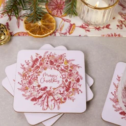 Christmas Wreath Set of 4 Coasters