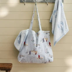 Coastal Boats Cotton Tote Bag