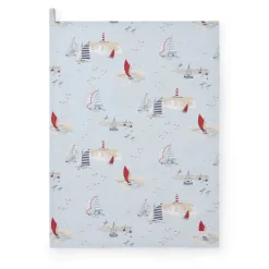 Coastal Boats Tea Towel