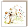 Cockapoo with Flowers & Butterflies Greetings Card