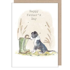 Collie Dog & Hedgehog Father's Day Greetings Card