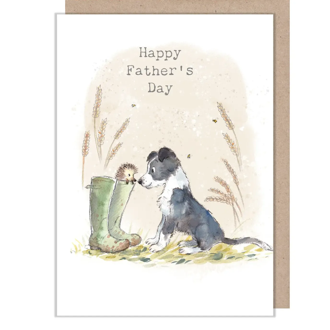 Collie Dog & Hedgehog Father's Day Greetings Card