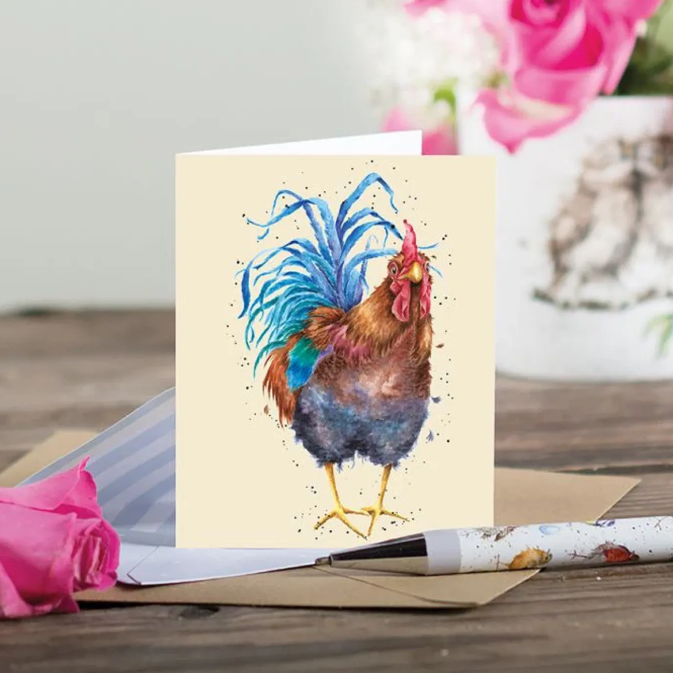 'Colors of the Rainbow' Cockerel Enclosure Card