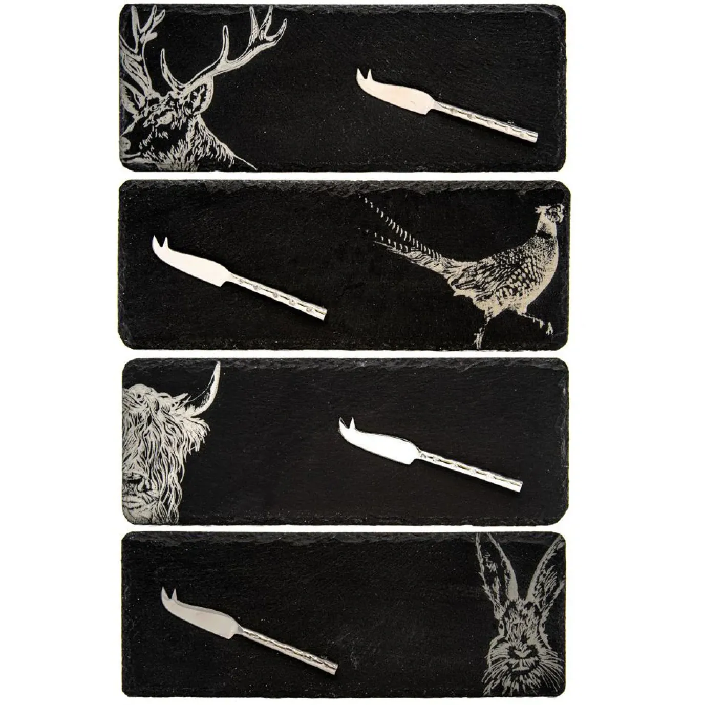 Country Animals Mini Cheese Board and Knife Set of 4