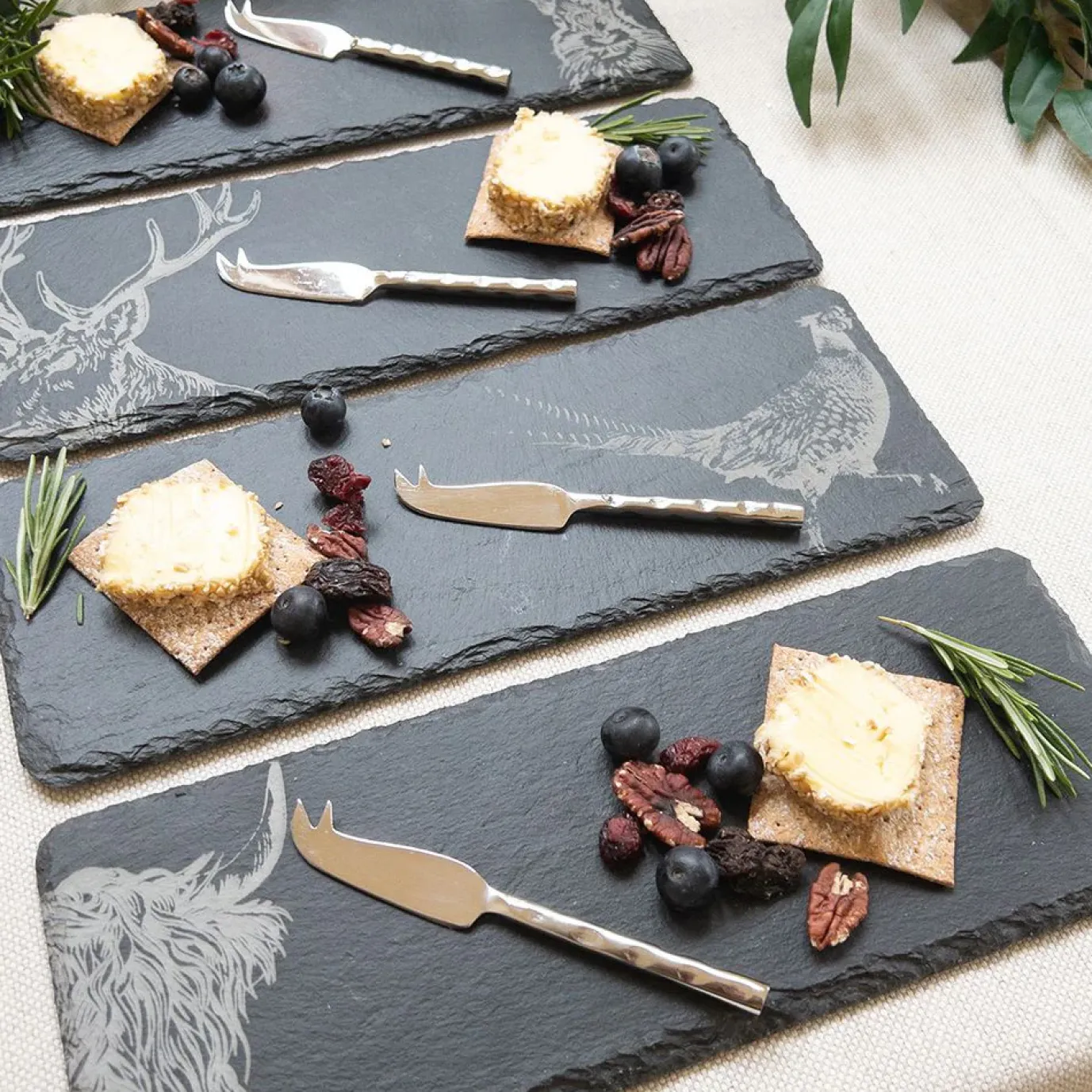 Country Animals Mini Cheese Board and Knife Set of 4