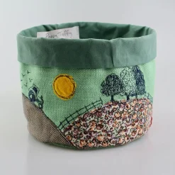 Country Life Embroidered Art Pot