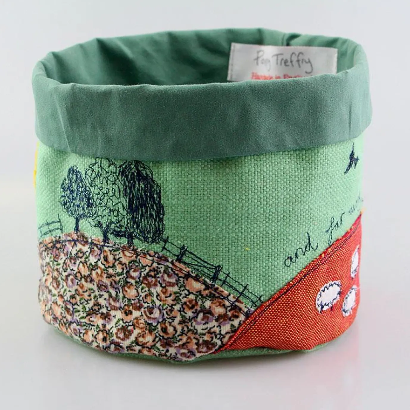 Country Life Embroidered Art Pot