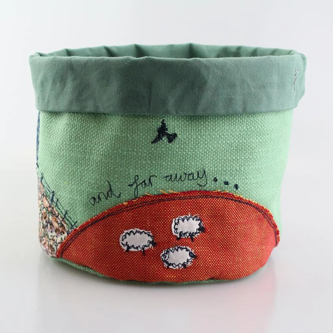 Country Life Embroidered Art Pot