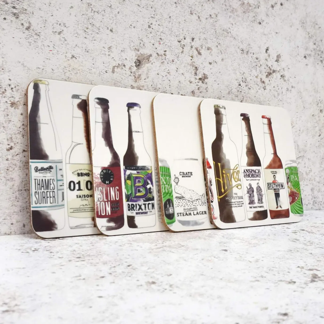 Craft Beer Coaster Set by Corinne Alexander