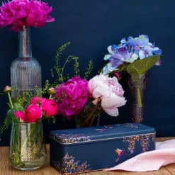 Dark Blue Bird Long Deep Rectangular Tin