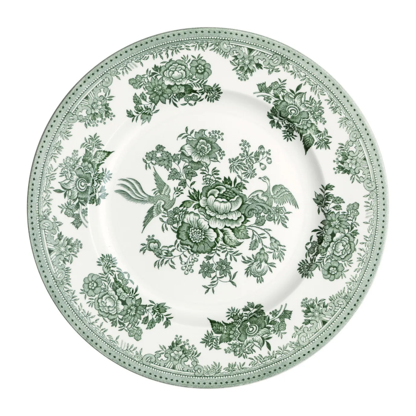 Dark Green Asiatic Pheasant Dinner Plate 10 1/2 in