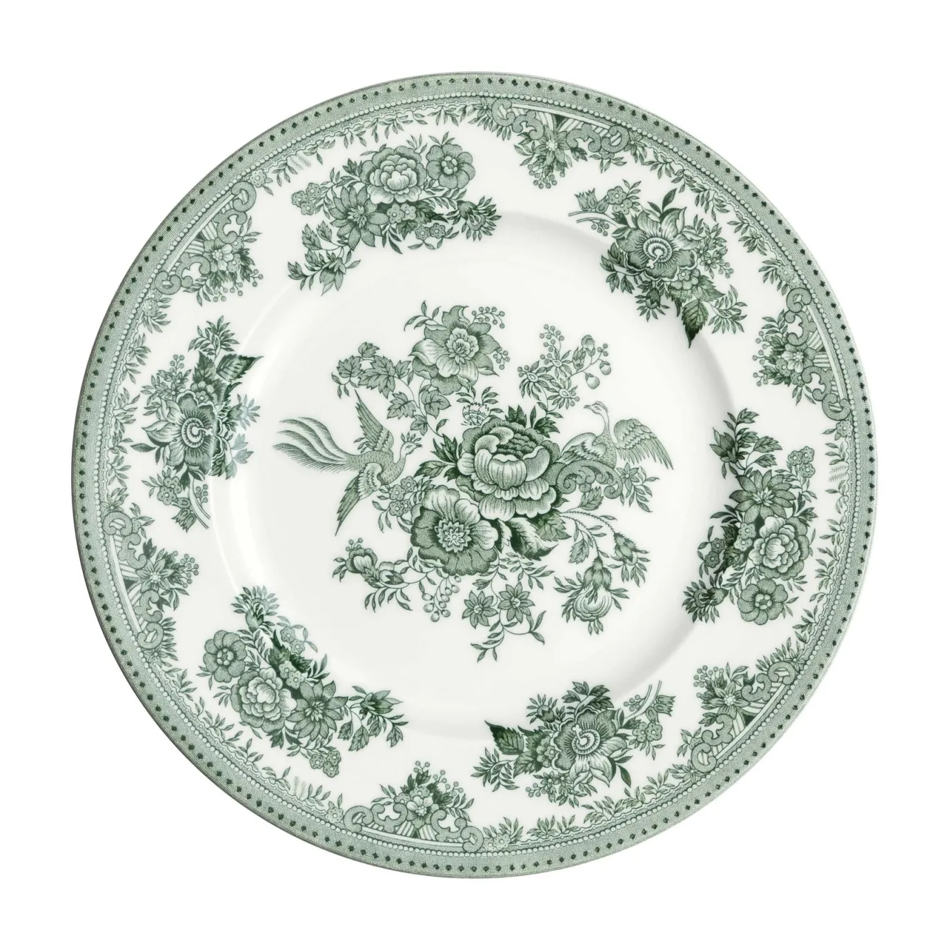 Dark Green Asiatic Pheasant Medium Plate 8 3/4 in