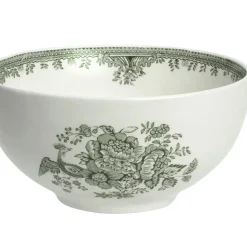 Dark Green Asiatic Pheasants Small Footed Bowl - 6.25in/16cm