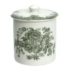 Dark Green Asiatic  Pheasants Covered Jam/Sugar Pot