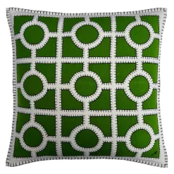 Deep Green Fretwork Wool Pillow