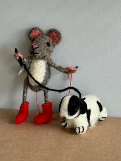 Dog Walker Felt Mouse with Spaniel