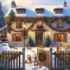Dogs in a Christmas Cottage Garden 500 Piece Jigsaw Puzzle