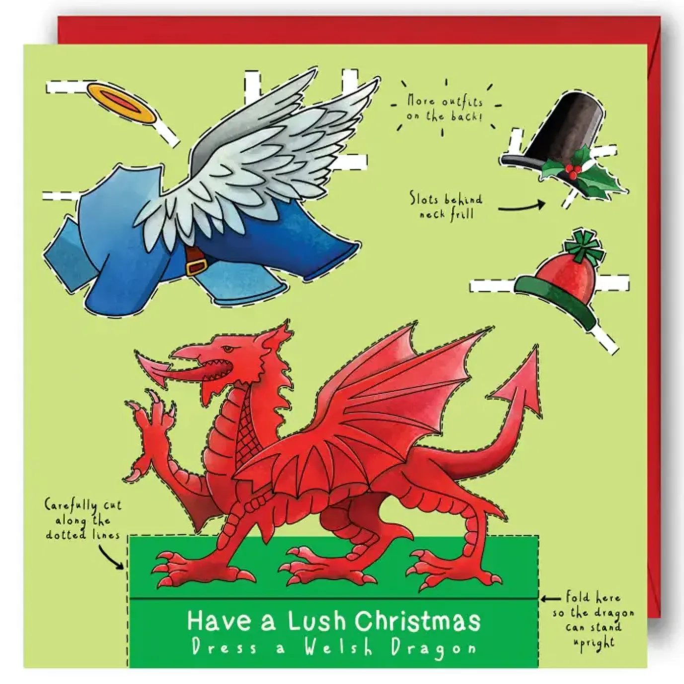 Dress a Welsh Dragon Christmas Card