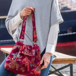 Eden Red Botanical Velvet Ava Bag