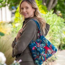 Eden Teal Botanical Velvet Ava Bag