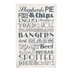 English Dinner Tea Towel - Charcoal