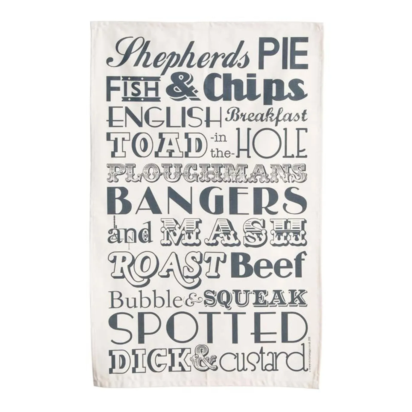 English Dinner Tea Towel - Charcoal