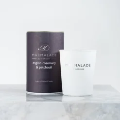 English Rosemary and Patchouli Luxury Glass Votive Candle