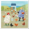 Feeding the Hens Greetings Card