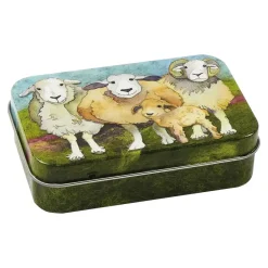 Felted Sheep Hinged Small Rectangular Tin