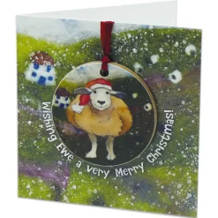 Felted Sheep Melamine Bauble Card