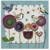 Five Stitched Birdies Greetings Card