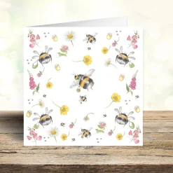 Flower & Bee Art Card