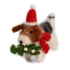Fox Terrier with Mistletoe Felt Decoration