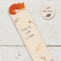 Foxes Cosy Up Wooden Book Mark