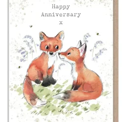 Foxes "Happy Anniversary" Greetings Card