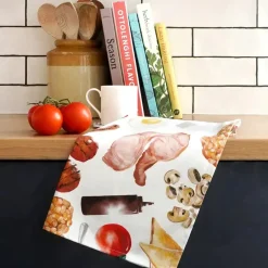 Full English Tea Towel by Corinne Alexander