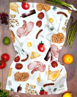 Full English Tea Towel by Corinne Alexander