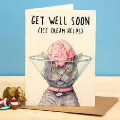 Get Well Soon - Ice Cream Helps Greetings Card