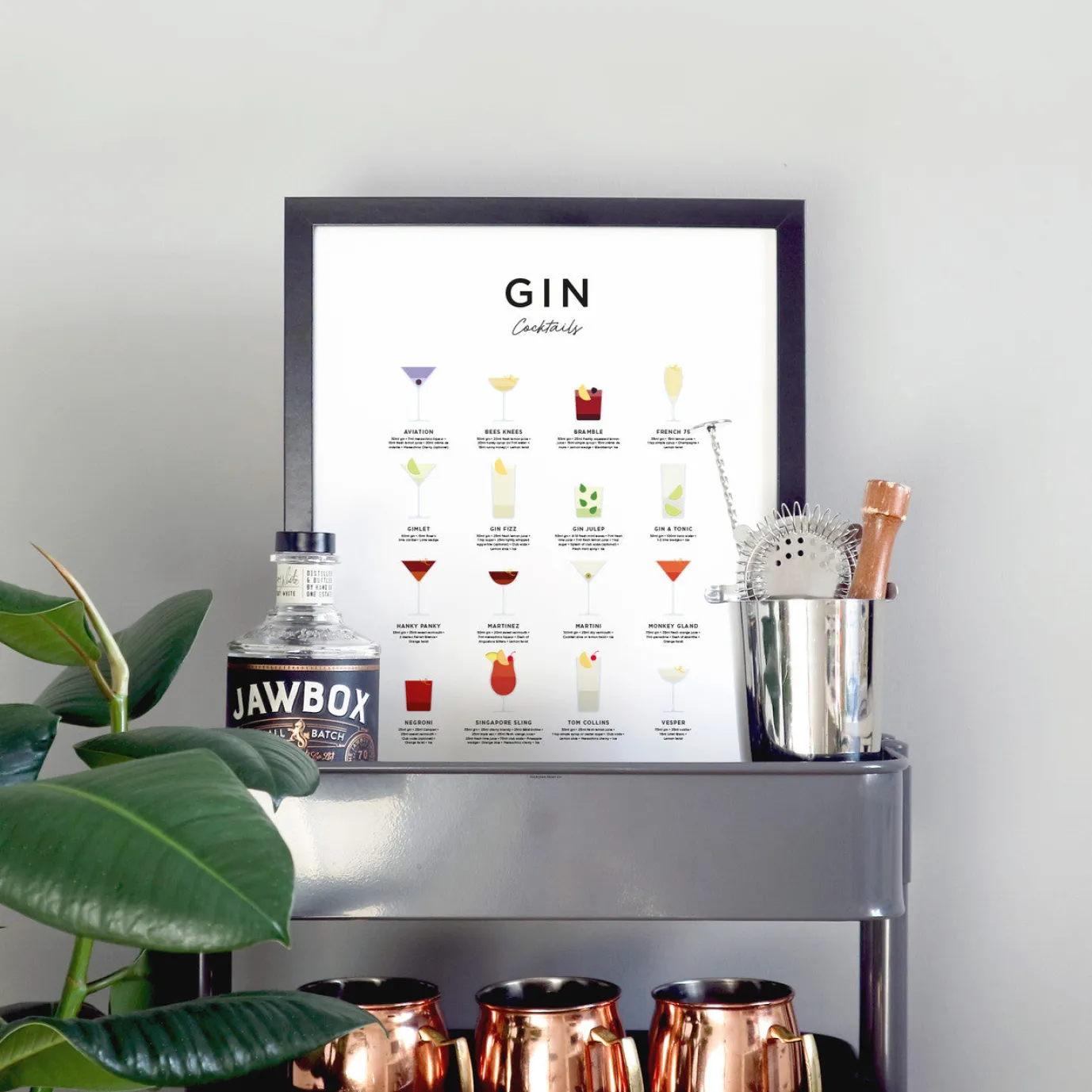 Gin Cocktails Print - Framed