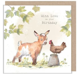 Goat and Hen "With Love on your Birthday" Greetings Card
