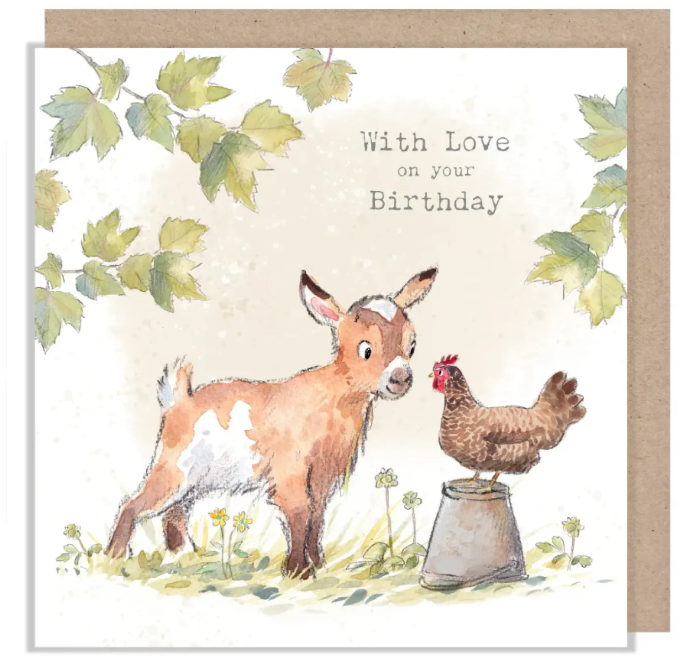 Goat and Hen "With Love on your Birthday" Greetings Card