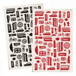 Great British Outline Tea Towel - Red