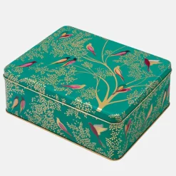 Green Birds Deep Rectangular Tin by Sara Miller