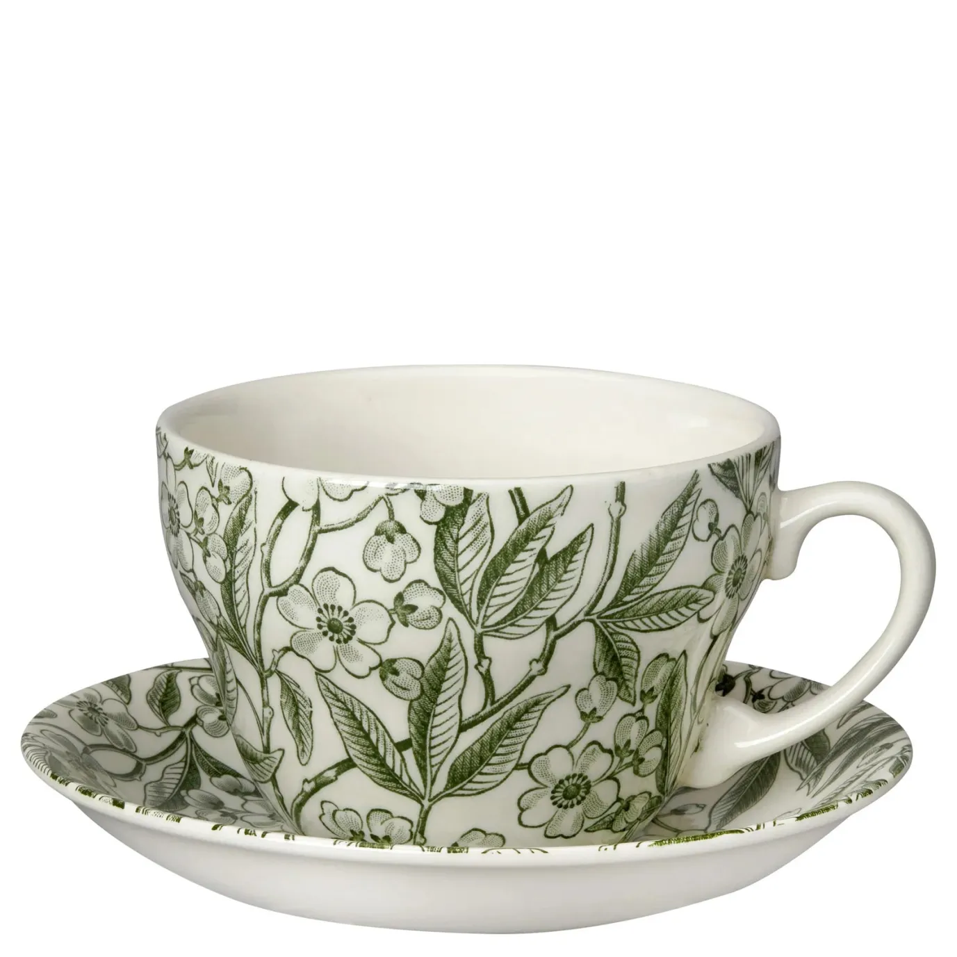 Green Prunus Breakfast Cup and Saucer